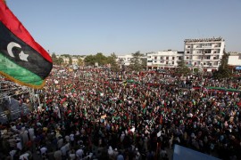 <p>Manifestación contra el régimen de Gadafi en la ciudad de Bayda, en el noreste de Libia, en 2011.</p>