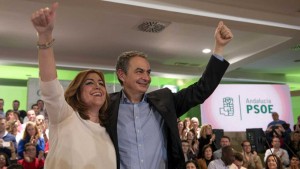 <p>Rodríguez Zapatero acompaña a Susana Díaz en un acto del PSOE</p>