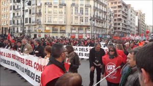 <p>Manifestación contra los recortes en la Ley de Dependencia, en Valencia, en 2012.</p>