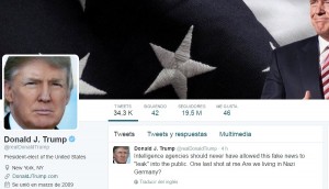 <p>Captura de pantalla de la cuenta de Twitter de Donald Trump.</p>