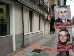 <p>Acción de protesta en la sede del PSOE en Ferraz.</p>
