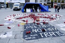 <p>Noveno día de huelga de hambre por parte de ocho mujeres en la Puerta del Sol contra la violencia machista</p>