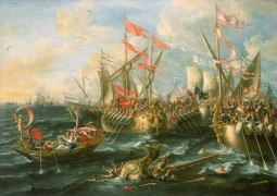 <p>La batalla de Accio, pintada por Lorenzo A. Castro  </p>