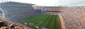 <p>Panorámica del estadio Vicente Calderón durante el Atlético de Madrid-Sevilla de Liga.</p>