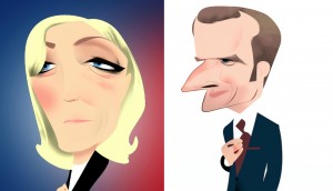 <p>Marine Le Pen y Emmanuel Macron</p>