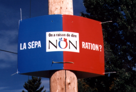 <p>Cartel de la campaña por el 'No' en el referéndum de Quebec de 1995. </p>