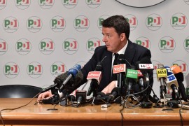 <p>Matteo Renzi, en la rueda de prensa del 5 de marzo, en la que dijo que no se aliarían con el Cinco Estrellas.</p>