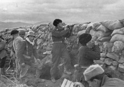 <p>Milicianos del Batallón Bakunin en el Monte de San Pedro, febrero de 1937.</p>