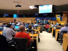 <p>Parlamento europeo durante la intervención de Pablo Hasel y el grupo de apoyo a Valtonyc.</p>