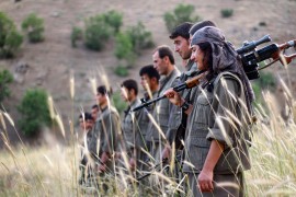 <p>Combatientes del PKK en la montañas Qandil, Iraq. Miguel Fernández Ibáñez</p>