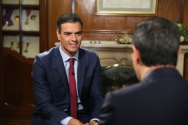 <p>Pedro Sánchez, durante una entrevista en Caracol Televisión.</p>