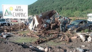 <p>Camping Las Nieves tras la tragedia de 1996. Biescas, Huesca.</p>