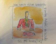 <p>Joan García Oliver comiendo fiambre en la sala de prensa del TS</p>