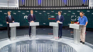 <p>Los cuatro candidatos en el debate de TVE. </p>