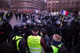 <p>Concentración de los chalecos amarillos en la plaza de la Bastille (París).</p>