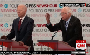 <p>Durante el PBS NewsHour 2020, los candidatos Joe Biden y  Bernie Sanders</p>