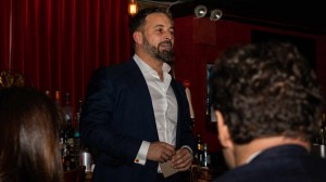 <p>Santiago Abascal, durante el acto en el restaurante Floridita de Nueva York</p>