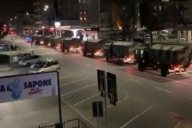 <p>Caravana de camiones militares en Bérgamo.</p>