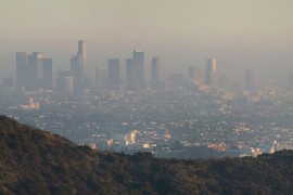 <p>Vista de la contaminación de Los Ángeles desde Hollywood Hills.</p>
