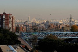 <p>Vista del cielo de Madrid con la boina de contaminación en enero de 2019.</p>