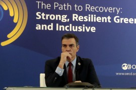 <p>El presidente del Gobierno, Pedro Sánchez, durante el acto de inauguración de la Reunión Ministerial de la OCDE.</p>