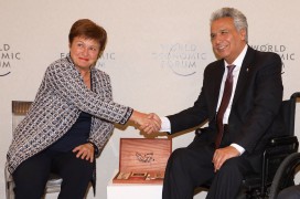 <p>El Presidente de Ecuador, Lenin Moreno, reunido con Kristalina Georgieva, Directora General del FMI en Davos.</p>
