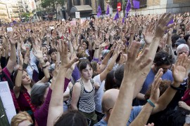 <p>Manifestación en Madrid por la sentencia de la Manada en 2018.</p>