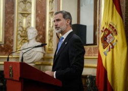 <p>Felipe VI toma la palabra en el acto con motivo del 40 aniversario del 23-F. <strong>/ Congreso de los Diputados </strong></p>