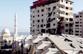 <p>Edificios destrozados tras los bombardeos de estas últimas horas en Gaza.</p>