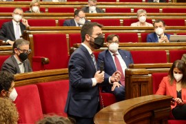 <p>Pere Aragonès, en la sesión del Parlament donde se escogieron los ocho senadores para representar a la Generalitat.</p>