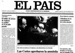 <p>Portada de El País con la noticia de la aprobación de la ley de amnistía en 1977.</p>