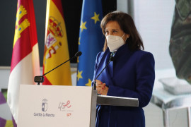 <p>La ministra de Defensa, Margarita Robles, durante un acto en Corral de Calatrava (Ciudad Real).</p>