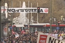 <p>Manifestación contra la guerra de Irak en Madrid, 15 de febrero de 2003.</p>
