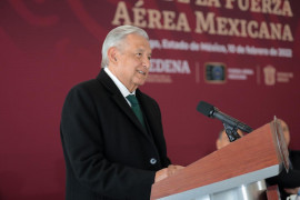 <p>Andrés Manuel López Obrador, durante un acto institucional por el día de la Fuerza Aérea Mexicana.</p>