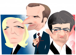 <p>Marine Le Pen, Emmanuel Macron y Jean-Luc Mélenchon, candidatos a la presidencia francesa.</p>