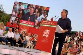<p>Juan Espadas, durante un acto de campaña el 17 de junio.</p>