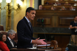 <p>El presidente del Gobierno, Pedro Sánchez, durante su intervención inicial en el debate sobre el estado de la nación.</p>