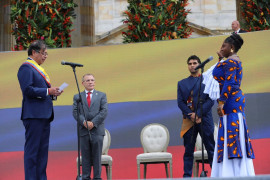 <p>Gustavo Petro y Francia Márquez durante la toma de posesión.</p>