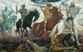 <p>Los Cuatro Jinetes del Apocalipsis, por Viktor Vasnetsov (1887).</p>