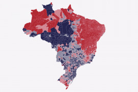 <p>Mapa de los resultados electorales del segundo vuelta de las elecciones presidenciales de Brasil.</p>