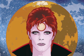<p>Ilsutración de la portada de <em>Bowie. Polvo de estrellas, pistolas de rayos y fantasías de la era espacial</em>.</p>