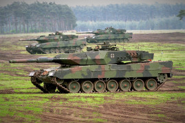 <p>Tanque de batalla Leopard 2A5 durante una demostración.</p>