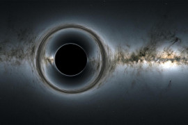 <p>Simulación de un agujero negro supermasivo.</p>