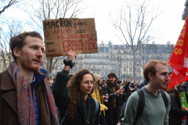 <p>Manifestación del 19 de enero en París contra la reforma de las pensiones.</p>