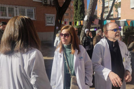 <p>Silvia Soriano, minutos antes de comenzar el encierro en el centro vecinal de Manoteras, el pasado 5 de febrero.</p>