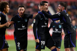 <p>Morata celebra el gol de la victoria rojiblanca.</p>