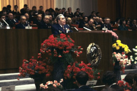 <p>Leonid Brézhnev, durante la inauguración del 18º Congreso del Komsomol (abril de 1978). <strong>/ Wikimedia Commons</strong></p>