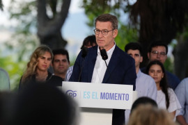 <p>Alberto Nuñez Feijóo, durante un acto de campaña en Navarra el 15 de julio de 2023. <strong>/ PP</strong></p>