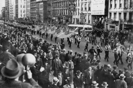 <p>Un desfile del German American Bund en Nueva York (octubre de 1937). / <strong>Biblioteca del Congreso</strong></p>
