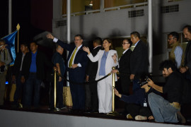 <p>Bernardo Arévalo y Karin Herrera celebran su victoria en las elecciones de Guatemala. / <strong>Twitter @KarinHerreraVP</strong></p>